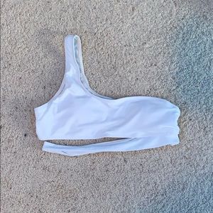 one-shoulder white bikini top